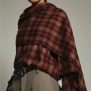 Source Unknown, PLAID SCARF SHIRT, SIENNA